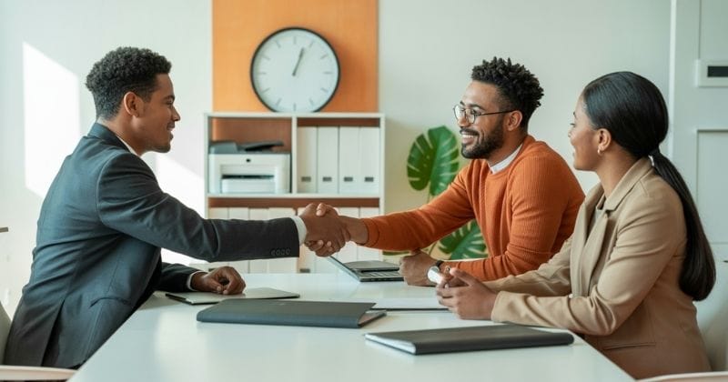 Diverse group of community members working together in a village setting, representing unity and collaboration