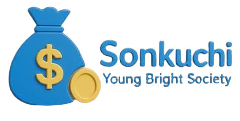 Sonkuchi Young Bright Society logo - A green and blue circular emblem with hands holding a plant sapling